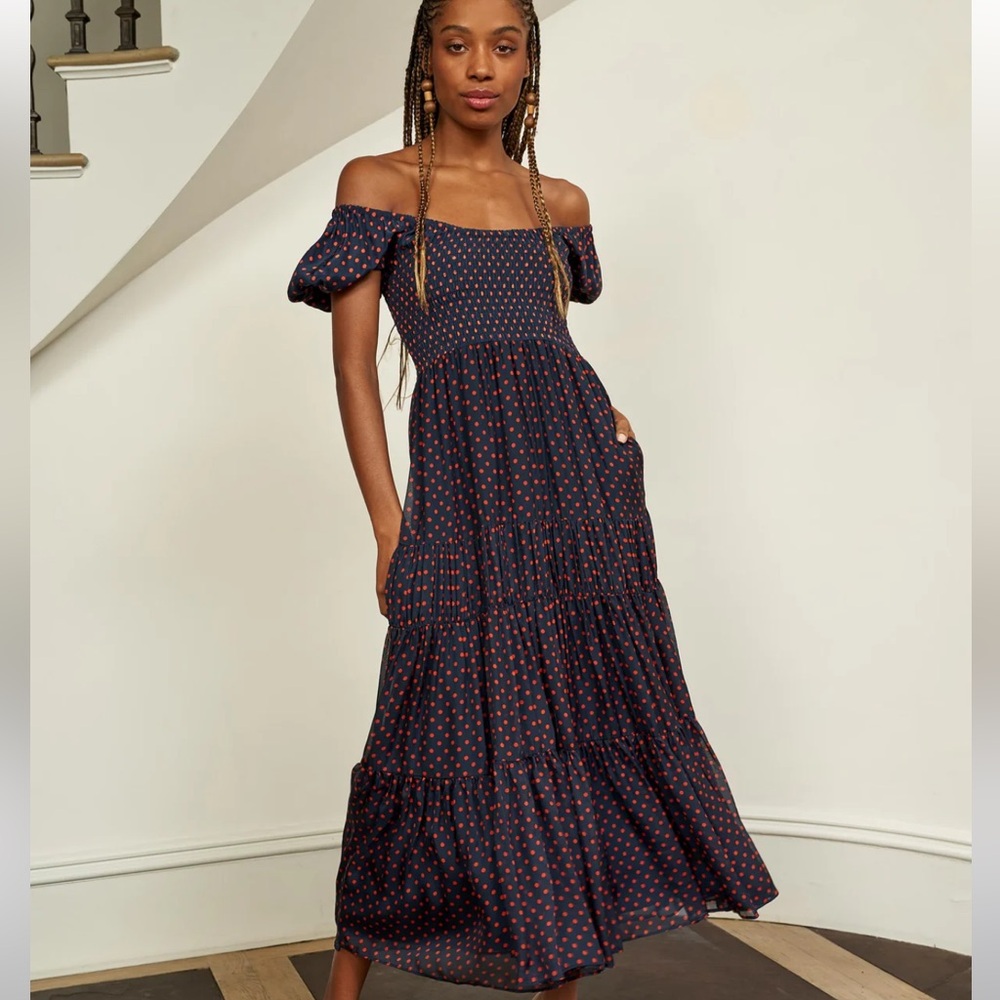 La Ligne Valentina blue and red silk Maxi Dress